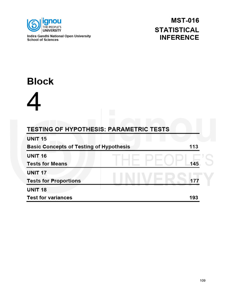 Block-4 (1) | PDF | Estimation Theory | P Value