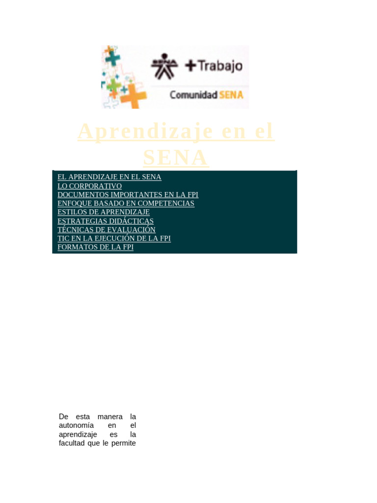 Aprendizaje Autónomo en el SENA | PDF | Aprendizaje | Evaluación