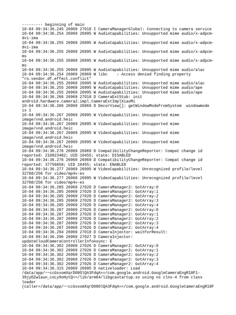 Camera and Audio Capability Logs | PDF | Computing | Software