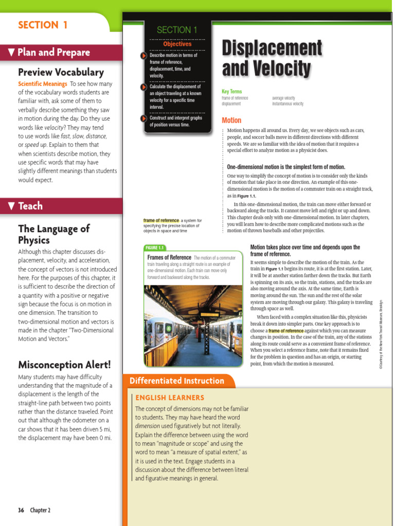 2 1 Displacement and Velocity | PDF | Speed | Velocity