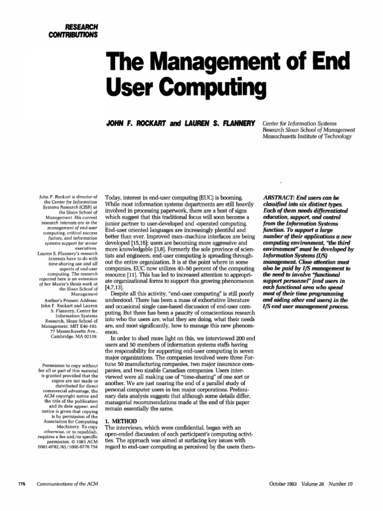 User Computing: The Management of End | PDF | Databases | Computing
