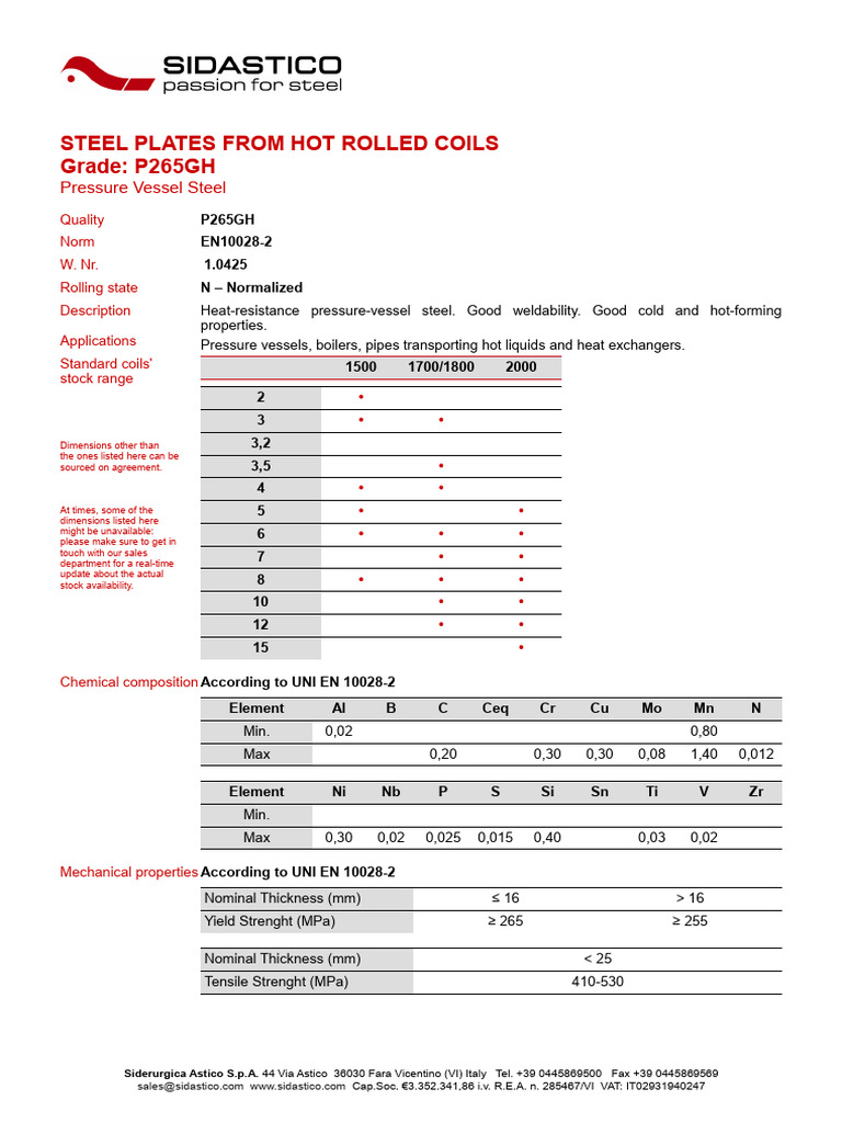 P265GH Hot Rolled Steel Plates Guide | PDF | Metals | Industrial Processes