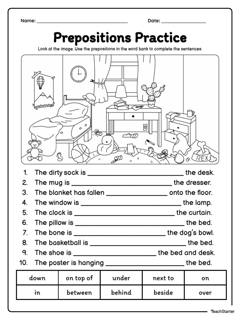 Prepositions practice work sheeta do be reader pdf