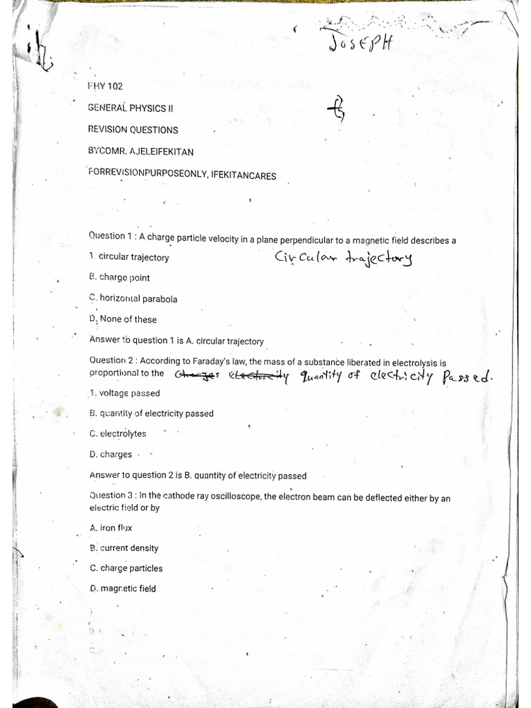 PDF PHYSICS 102 Pass Questions-1 | PDF
