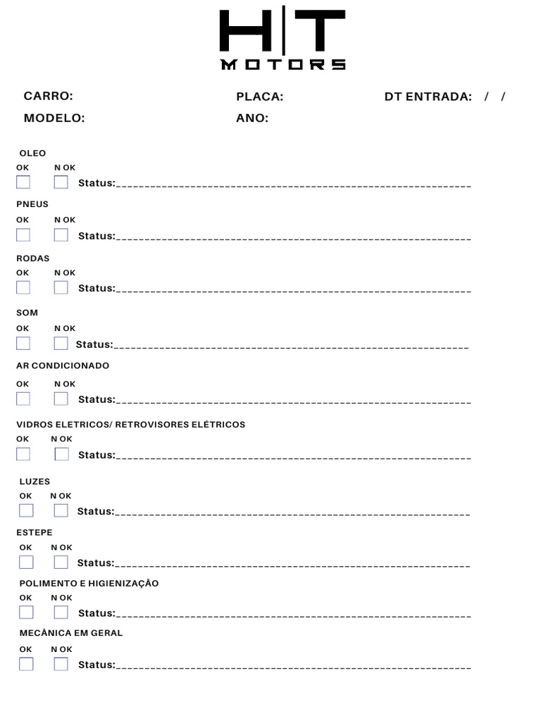 Cópia de Checklist HT MOTORS | PDF