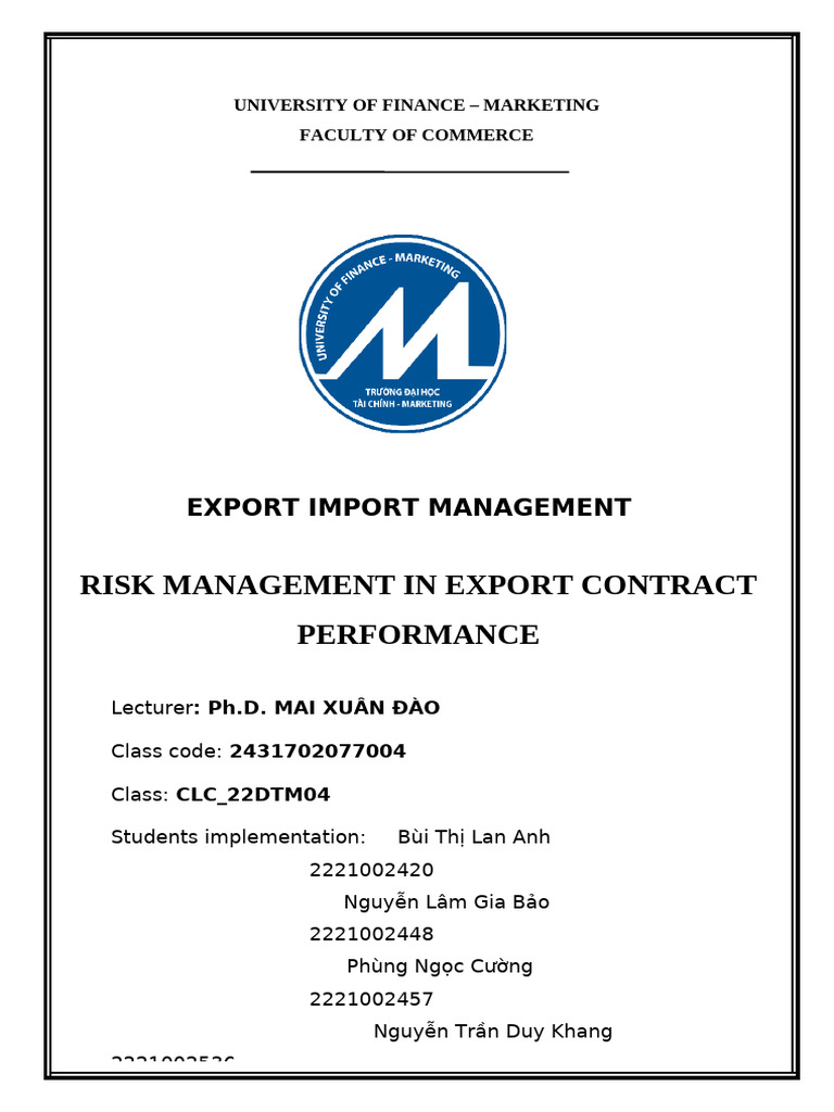 Export Contract Risk Management Guide | PDF | Business