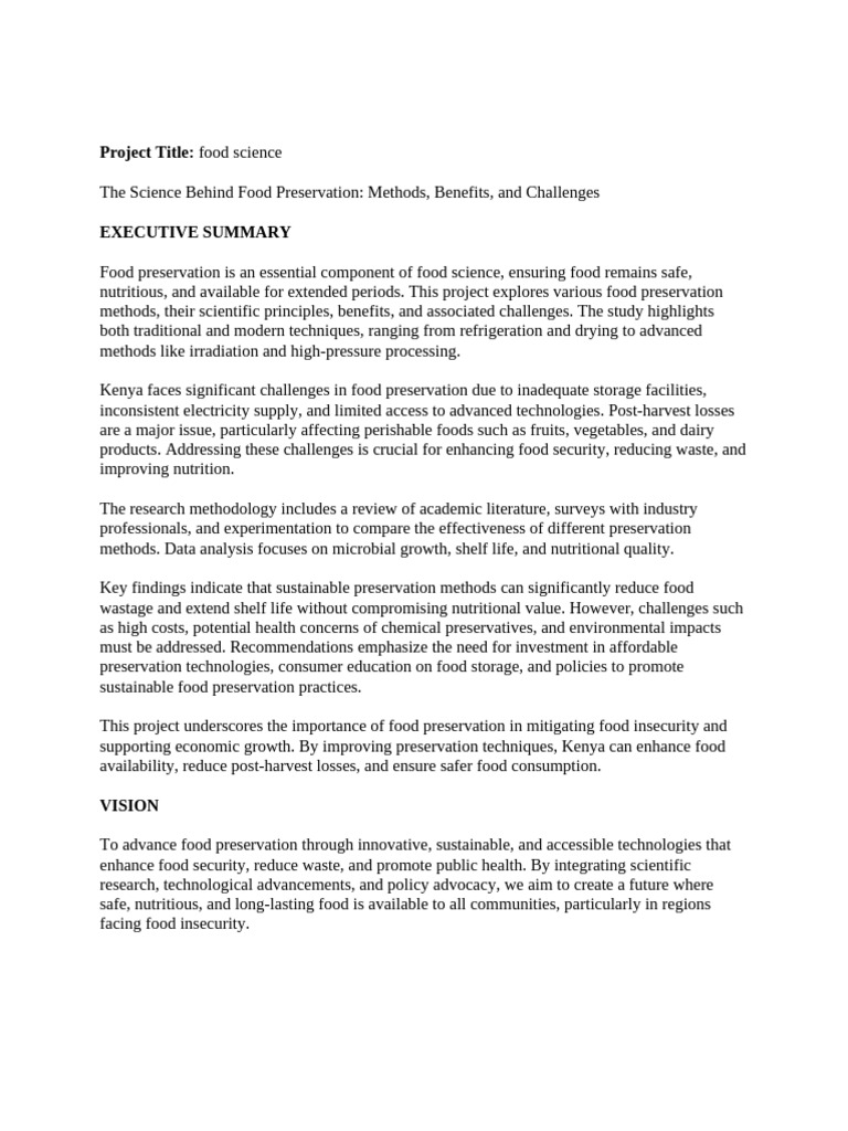 Project ON FOOD SCIENCE | PDF | Food Preservation | Microorganism