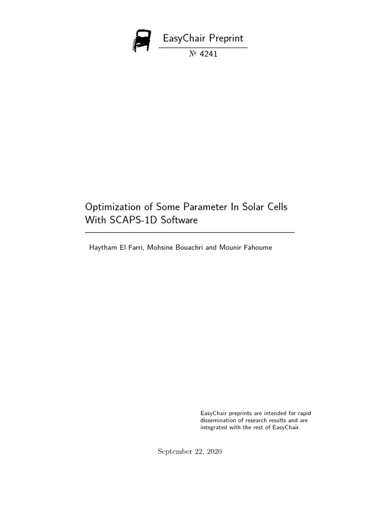 Optimization of Some Parameter in Solar | PDF | Thin Film Solar Cell ...