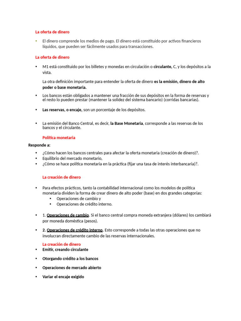 Política Monetaria y Creación de Dinero | PDF | Dinero | Oferta de dinero
