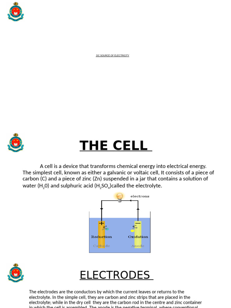 Ch-5 DC Source of Electricity | PDF | Electrode | Anode