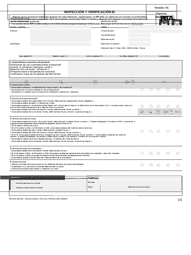 Revisión de EPI Petzl: ID y RIG | PDF