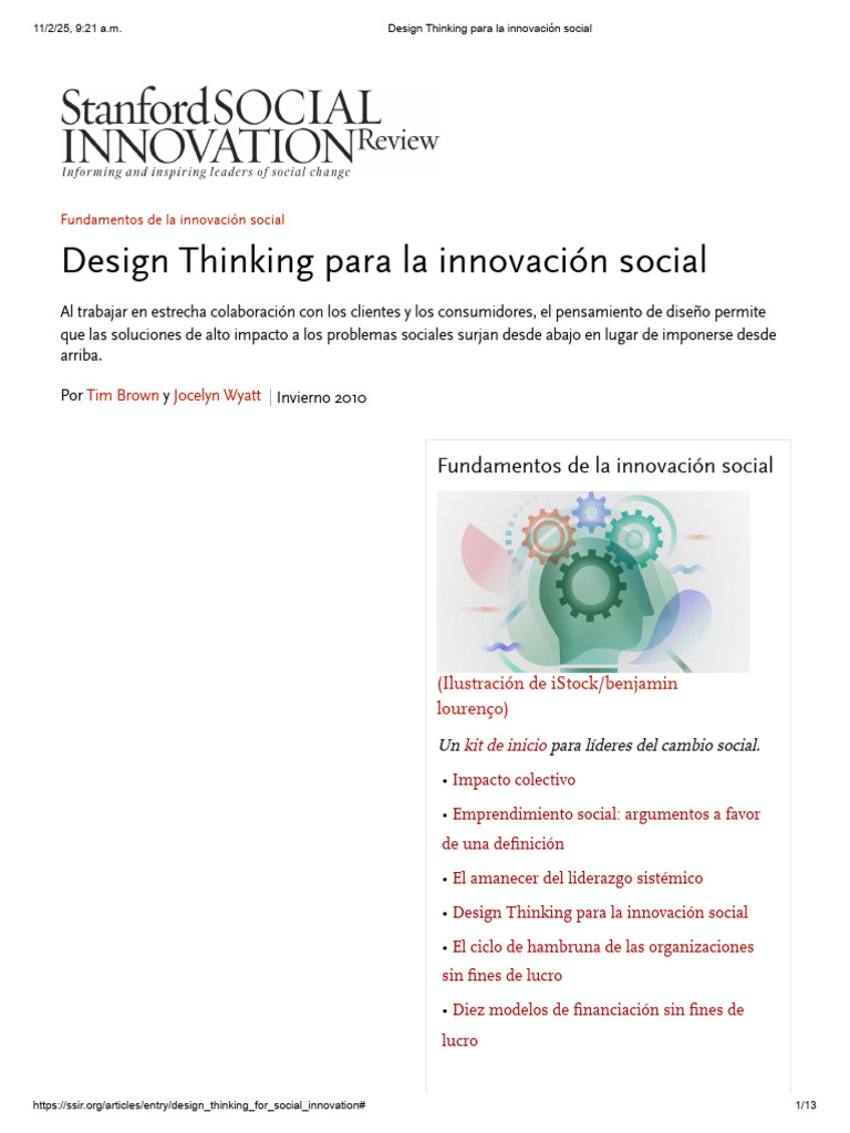 Design Thinking en Innovación Social | PDF | El pensamiento de diseño ...