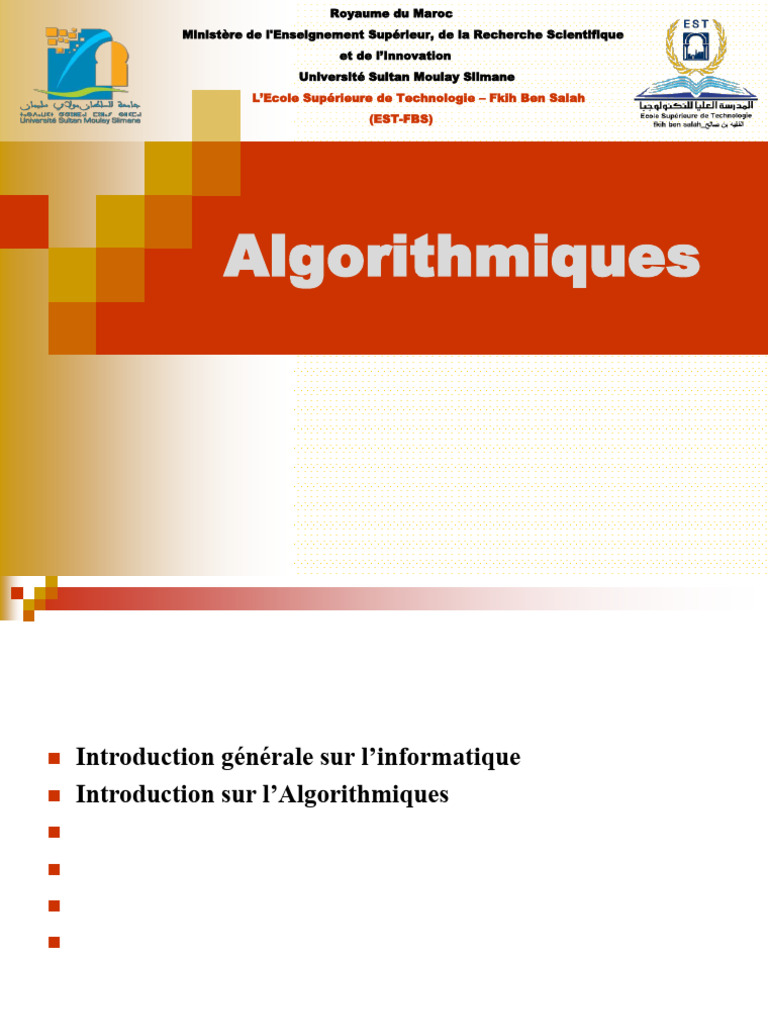 Introduction à l'Algorithmique et Informatique | PDF | Informatique ...