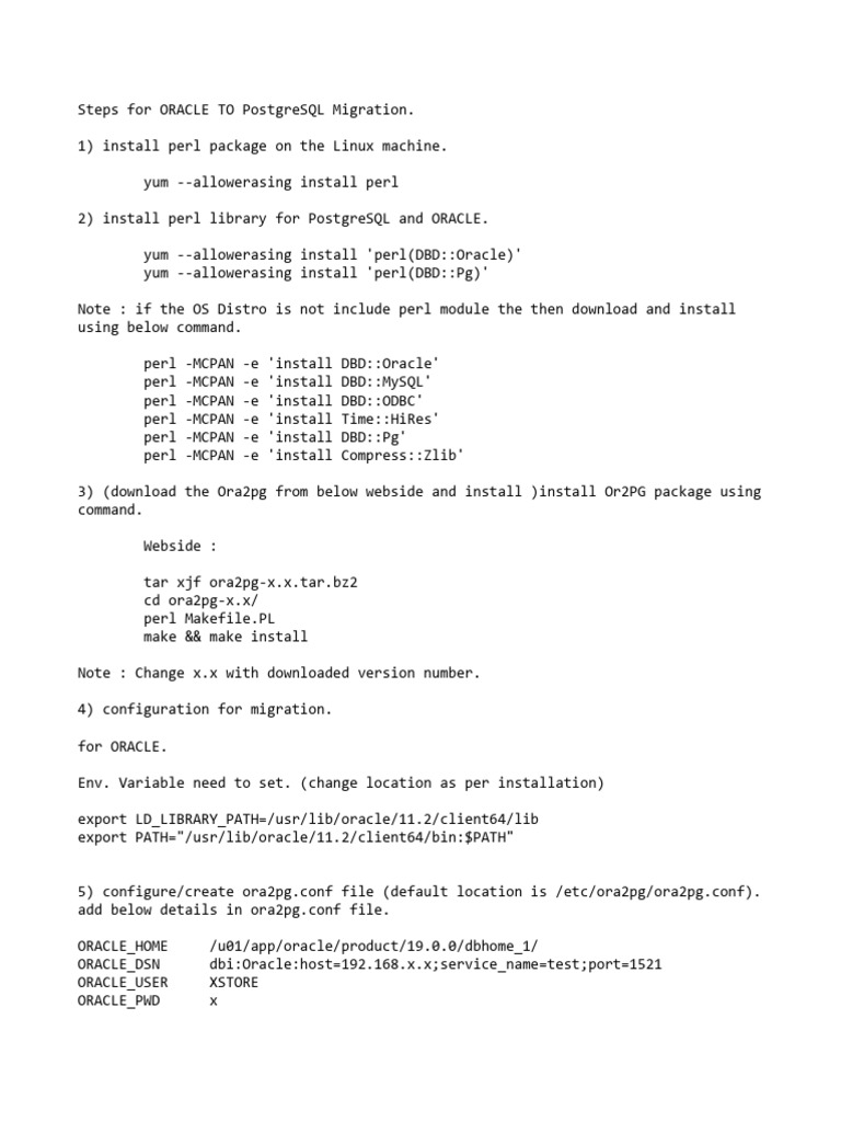 Ora2pg Stpes | PDF | Postgre Sql | Data Management