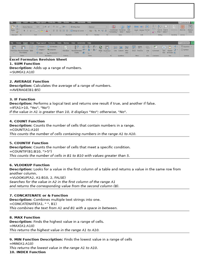 revision CCA | PDF | Function (Mathematics) | Microsoft Excel