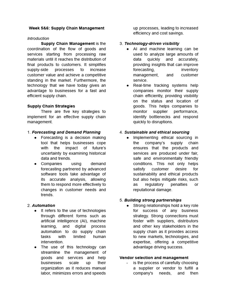 Week 56 - Supply Chain Management | PDF | Logistics | Supply Chain