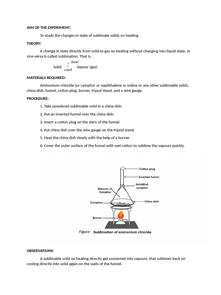 Sublimation Experiment Procedure Guide | PDF