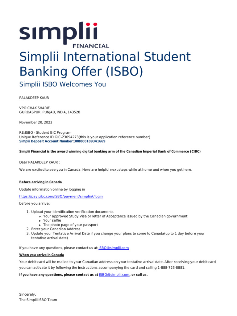 Simplii ISBO Student Banking Guide | PDF | Debit Card | Credit Card