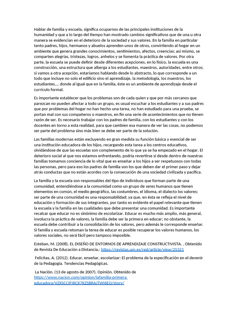 Hablar de Familia y Escuela | PDF | Familia | Plan de estudios