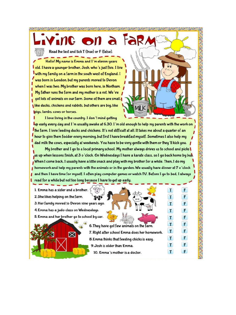 Reading - Living On A Farm-1 | PDF