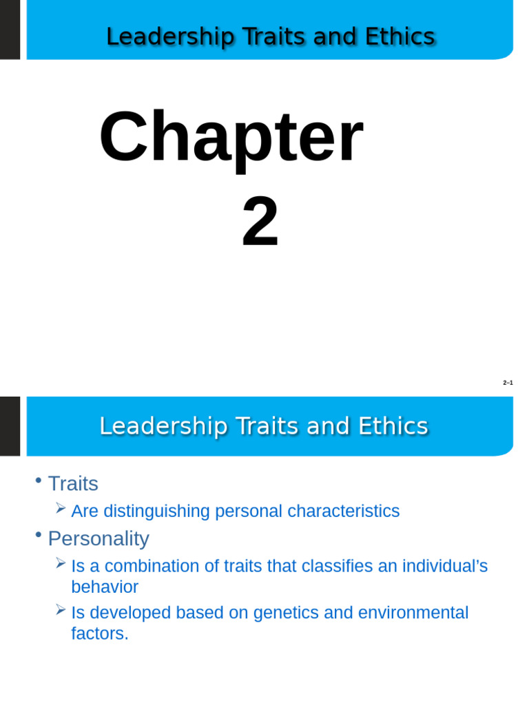 Leadership Traits and Ethics Overview | PDF | Leadership | Attitude ...
