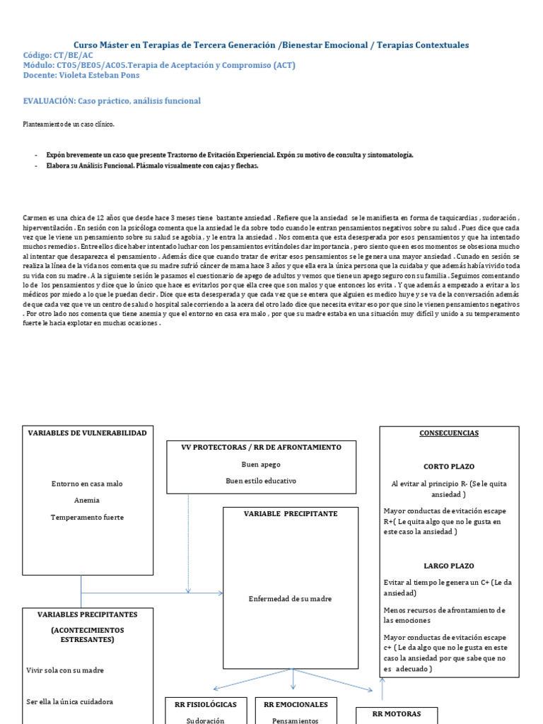 Terapia ACT para Ansiedad Infantil | PDF | Ansiedad | Teoría de apego