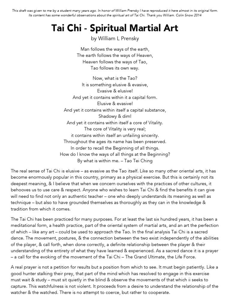 Tai Chi - Spiritual Martial Art (PDFDrive) | PDF | Tai Chi | Thought