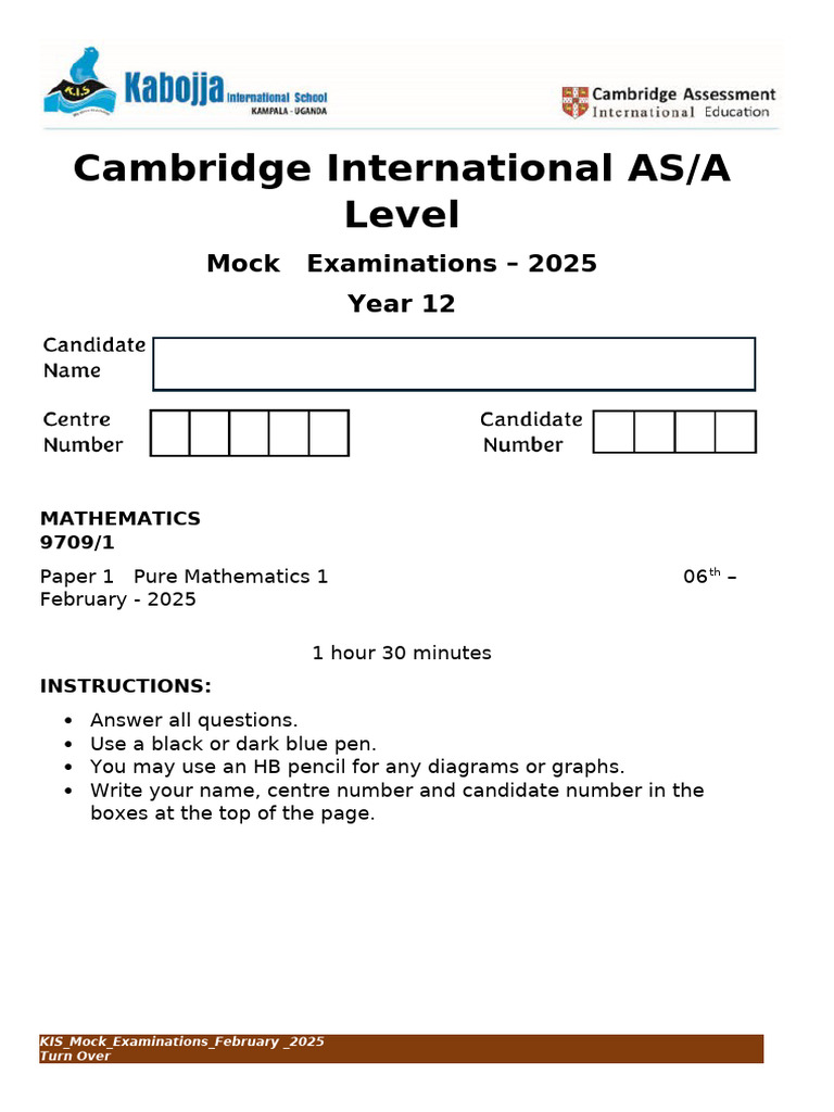 2025 AS Level Mathematics Mock Exam | PDF | Pride And Prejudice