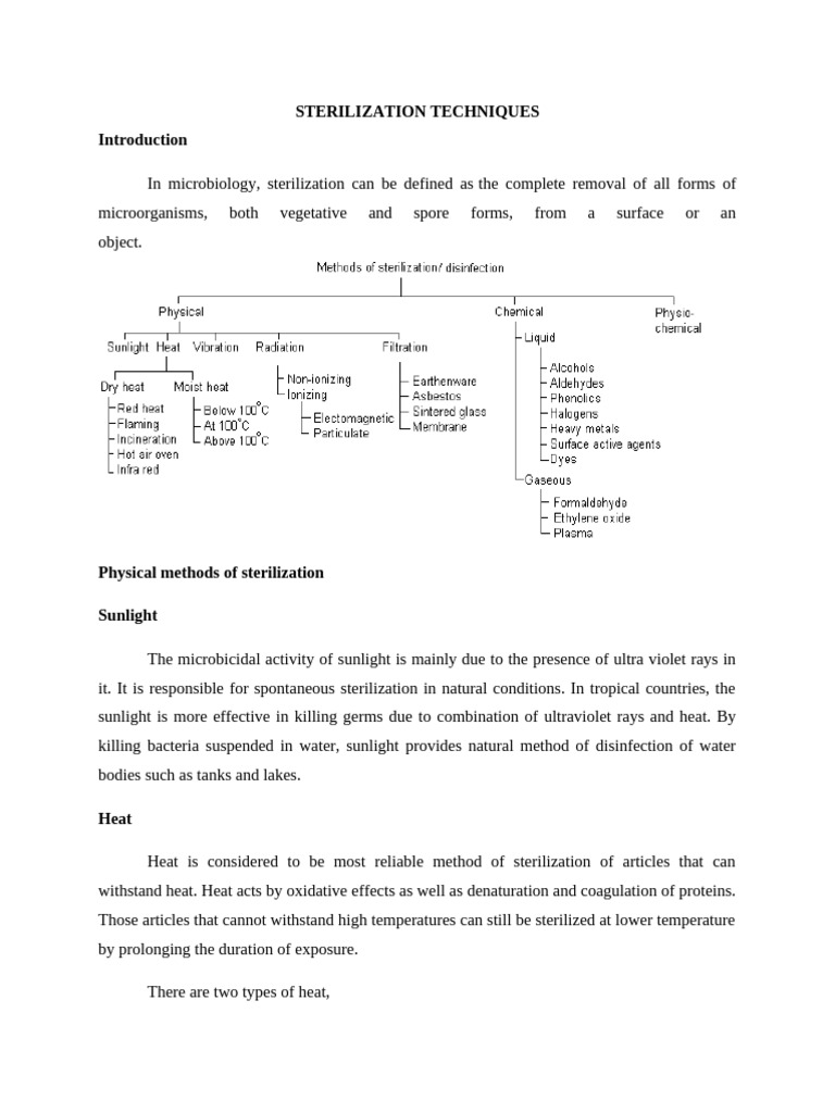 Sterilization Techniques Overview | PDF | Sterilization (Microbiology ...