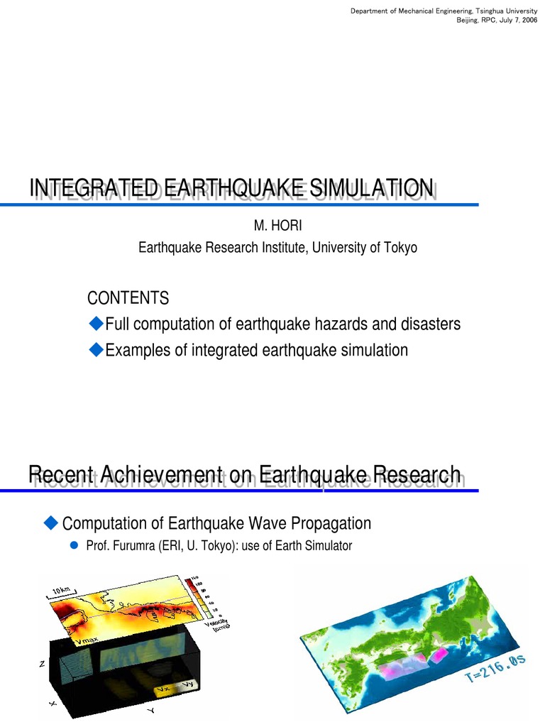 Integrated Earthquake Simulation Overview | PDF | Simulation | Earthquakes