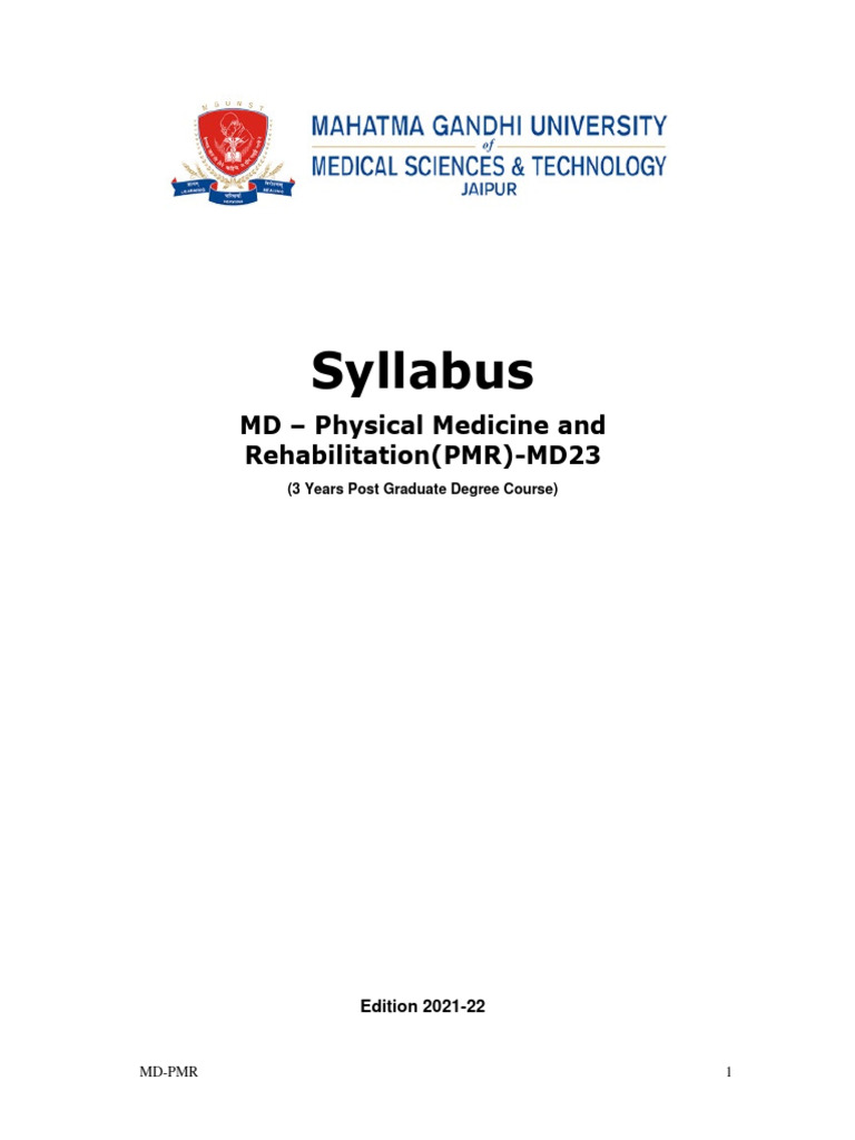 MD Physical Medicine & Rehabilitation Syllabus | PDF | Physical Therapy ...
