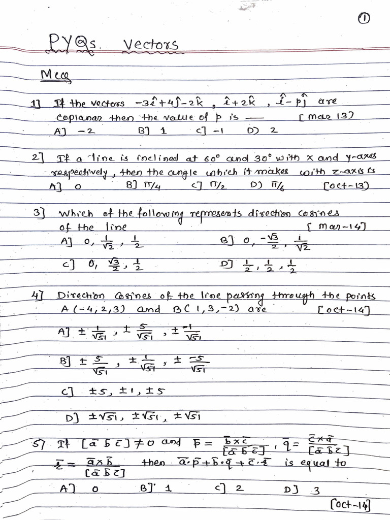 PYQs 12 Vectors | PDF