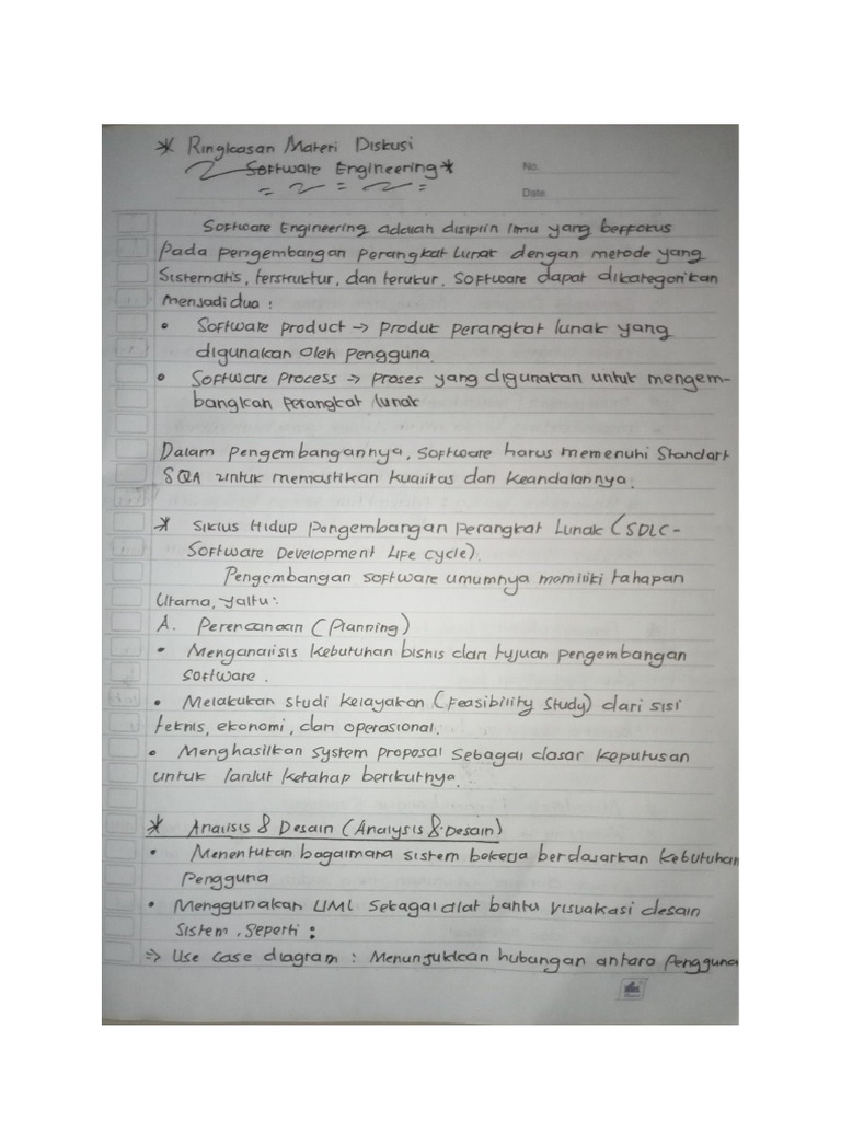 Ringkasan Materi Software Engineering (Salma Leviswati Zai) | PDF