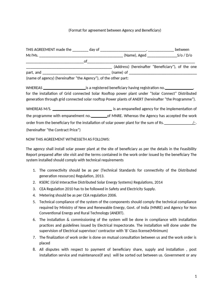Solar Rooftop Installation Agreement | PDF | Solar Power | Photovoltaic ...