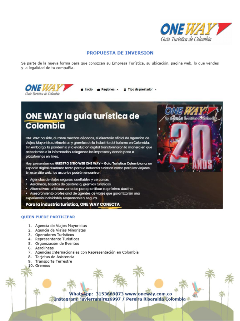 Portafolio One Way | PDF | Agencia de viajes | Turismo