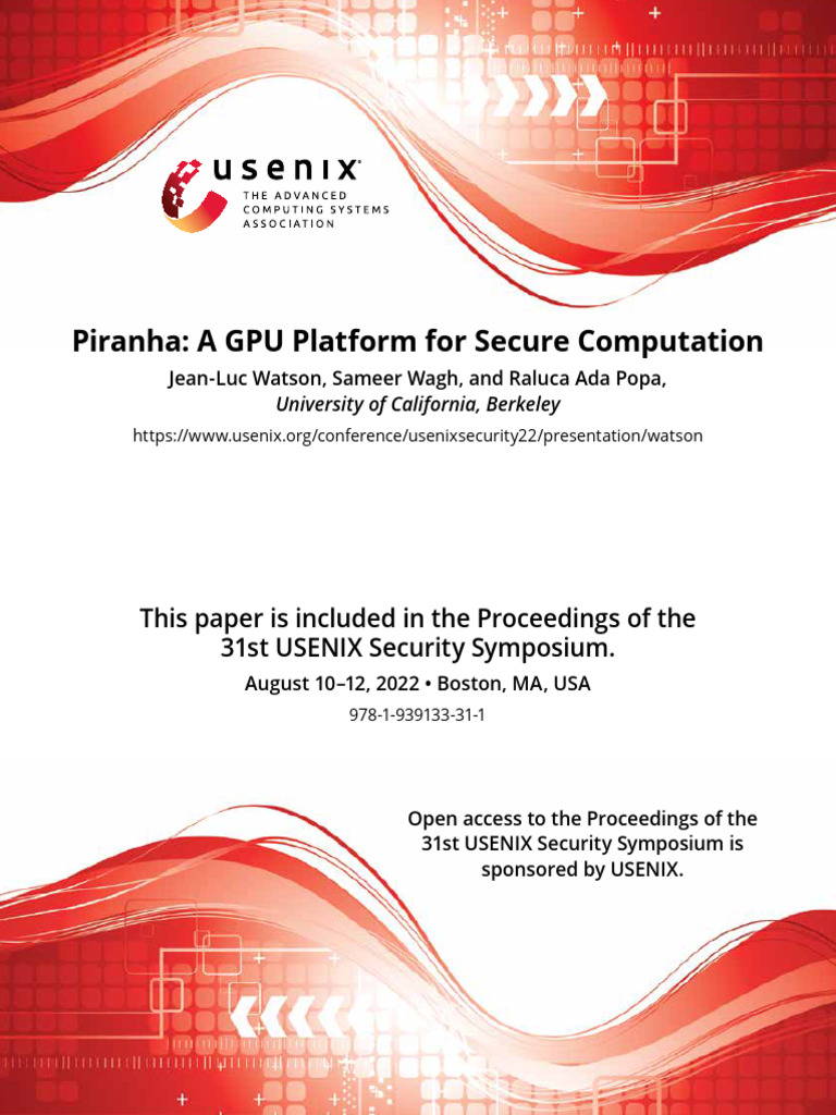 Piranha: GPU Acceleration for Secure MPC | PDF | Graphics Processing ...