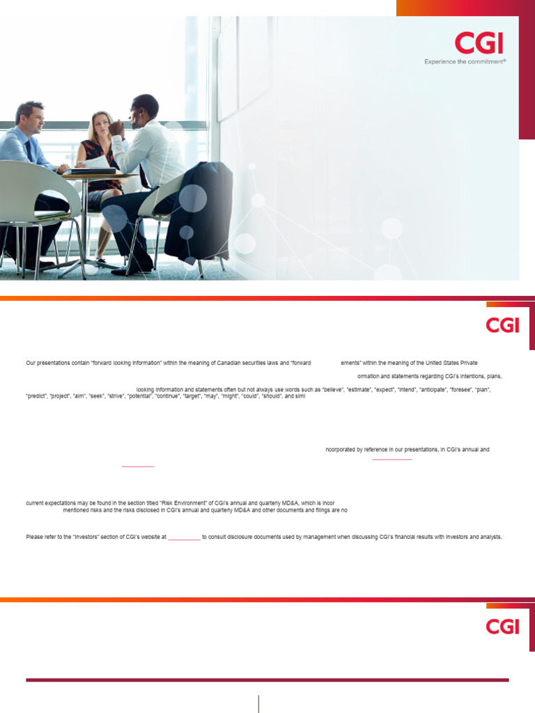 CGI Q1 2019 Financial Results Overview | PDF | Information | Debt