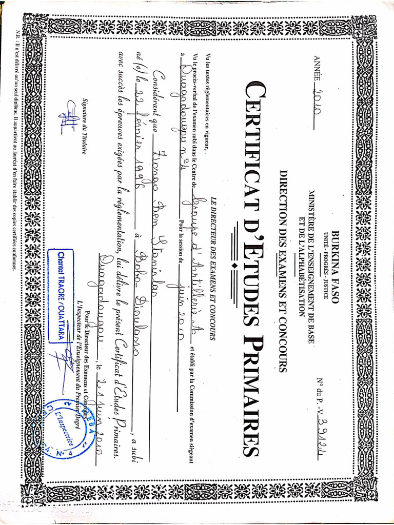 Certificat D tudes Primaires PDF