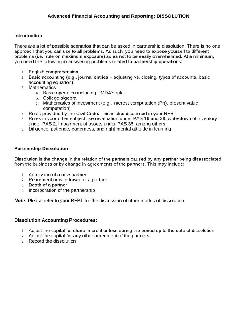 Partnership Dissolution Guide | PDF | Book Value | Goodwill (Accounting) - Goodwill In Partnership Dissolution