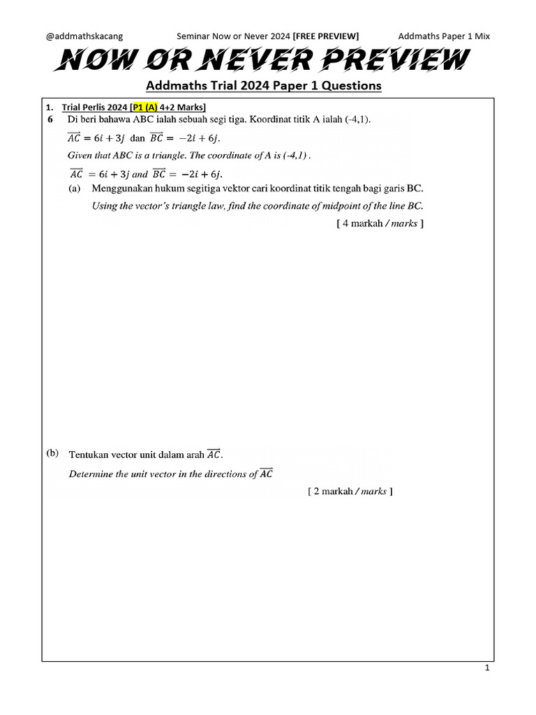 Addmaths Trial Papers 2024 Preview | PDF