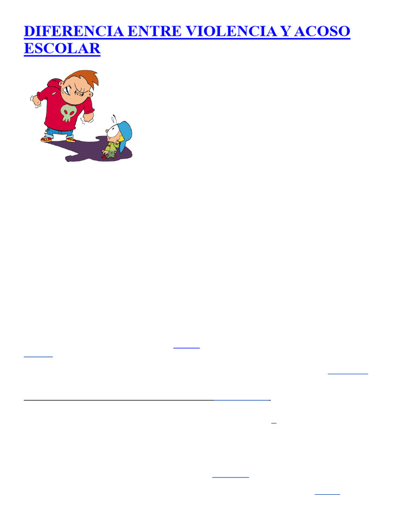 Diferencias entre violencia y acoso escolar | PDF | Abuso infantil ...