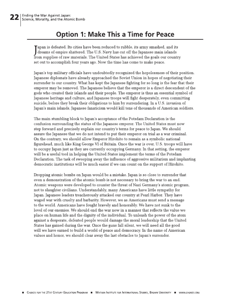 Option 1 make this a time for peace pdf