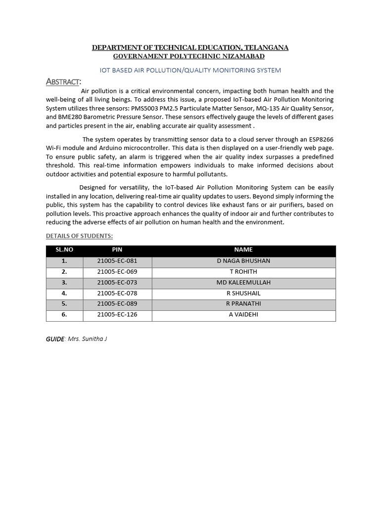 IoT Air Quality Monitoring System | PDF
