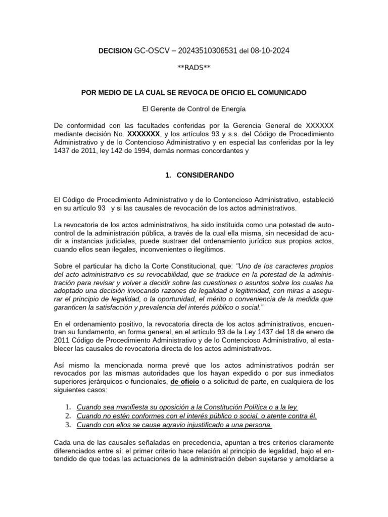 Revocatoria de Cobro Retroactivo de Energía | PDF | Debido al proceso ...