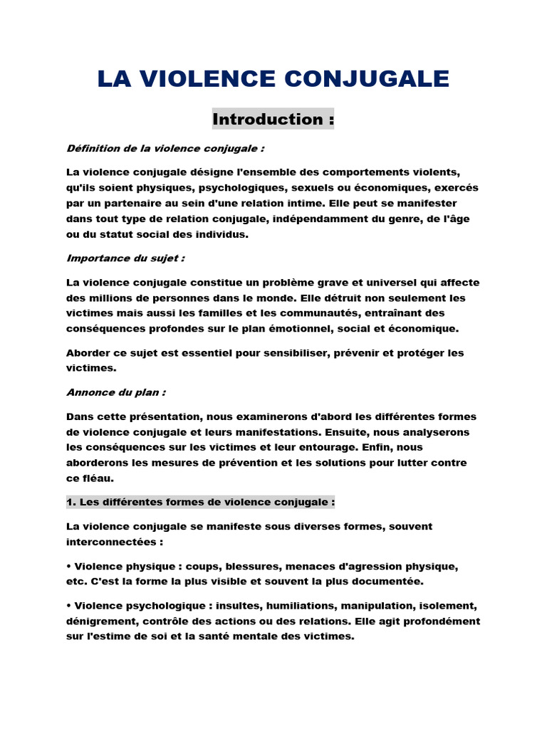 Comprendre la violence conjugale | PDF | La violence | Sexisme