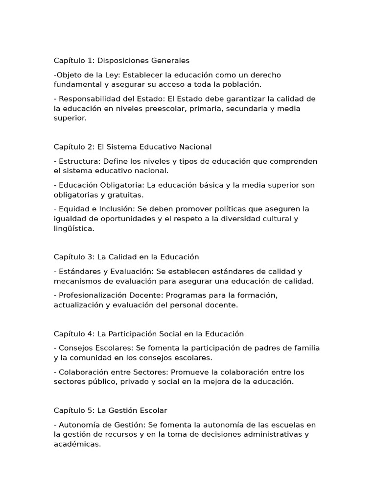 Ley de Educación: Derechos y Calidad | PDF | Educación primaria | Escuelas