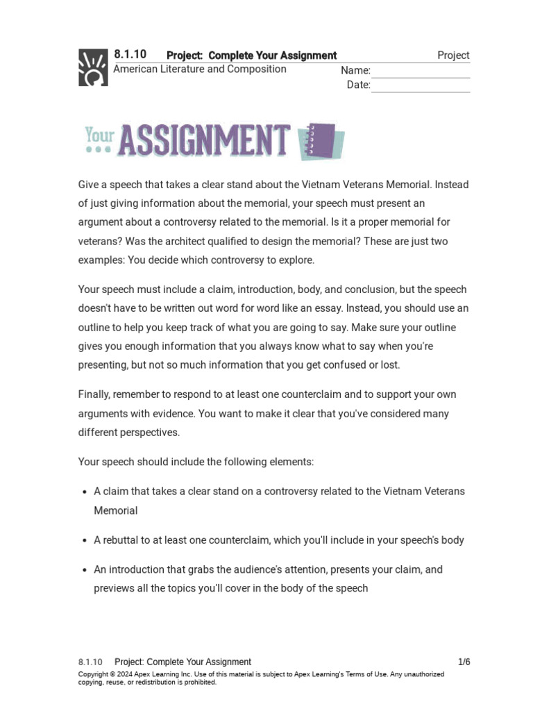 8 1 10 Project Complete Your Assignment Project Pdf Copyright