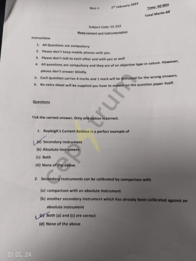 Quiz Solution Pdf Resistor Voltage