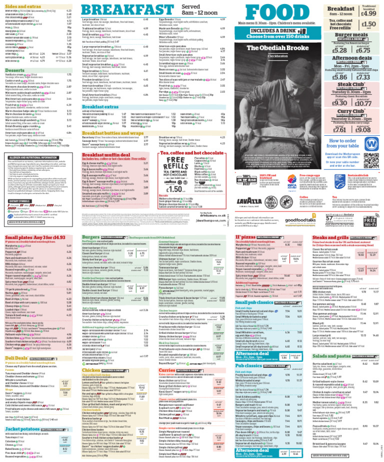 Breakfast Menu with Nutritional Info | PDF | Pancake | Bacon