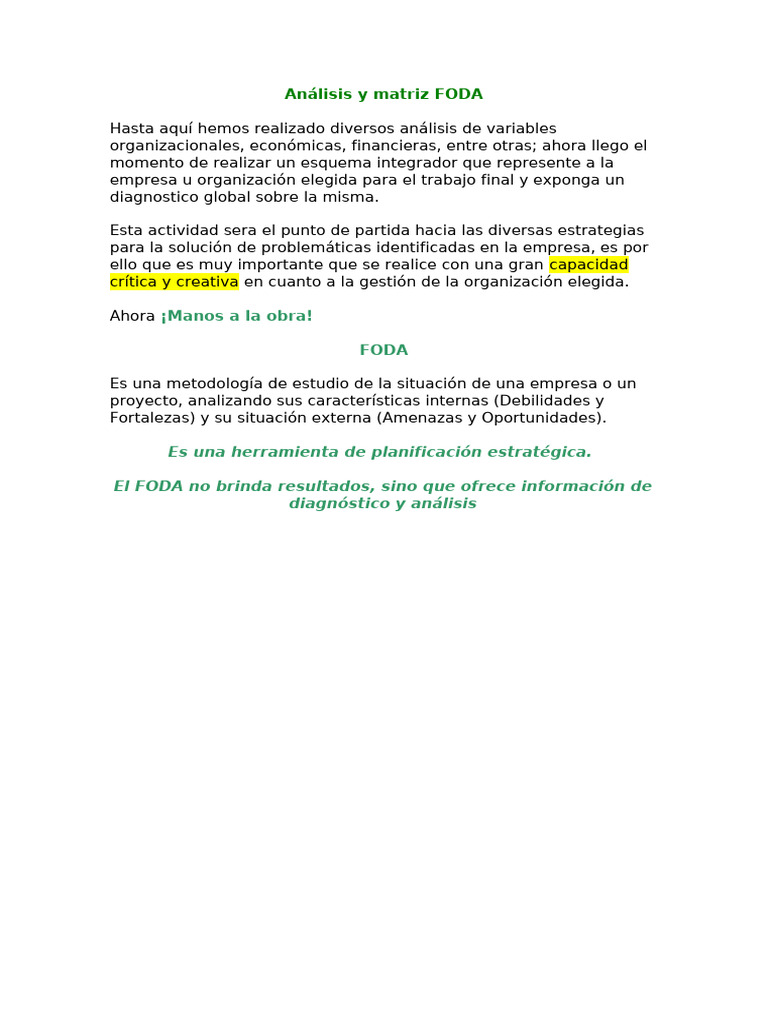 Estrategias FODA para Empresas | PDF | Análisis FODA | Economias